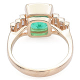 Estate 14K Yellow Gold Square 2.79Ct Emerald & 0.50TCW Diamond Ring Size 6