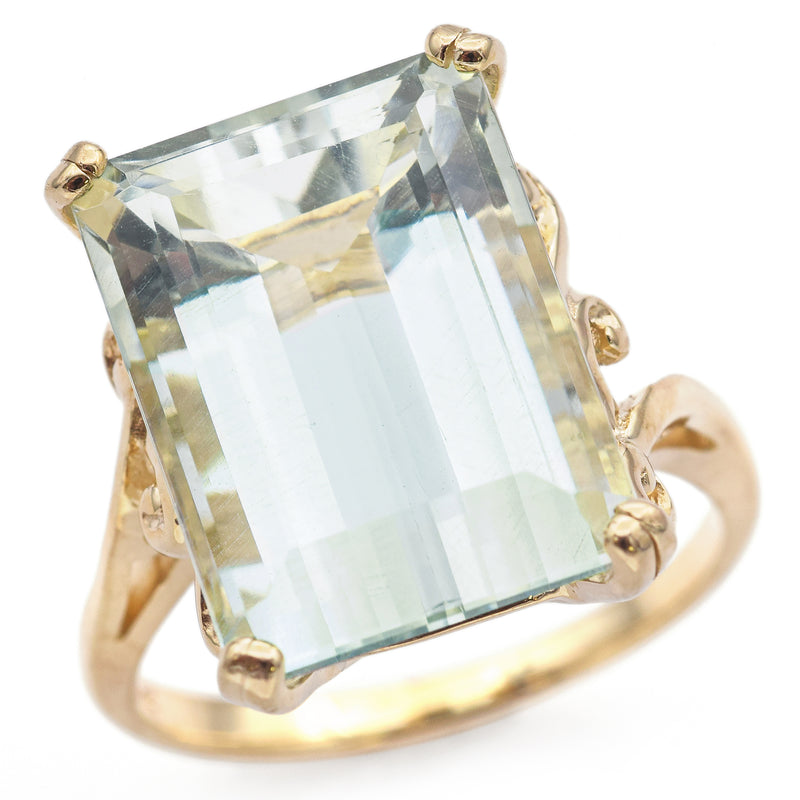 Vintage 10K Yellow Gold 9.84 Ct Aquamarine Cocktail Ring Size 8