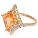 14K Yellow Gold Citrine, Tourmaline, Diamond Ring