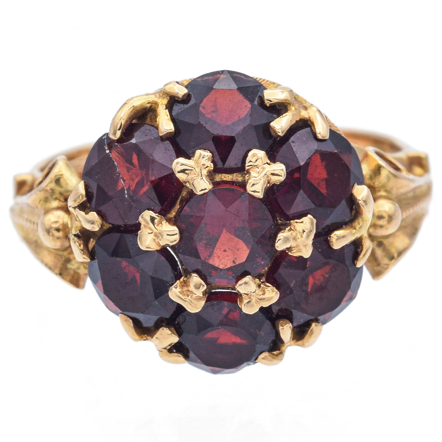 Antique 18K Yellow Gold Garnet Band Ring Size 4.5