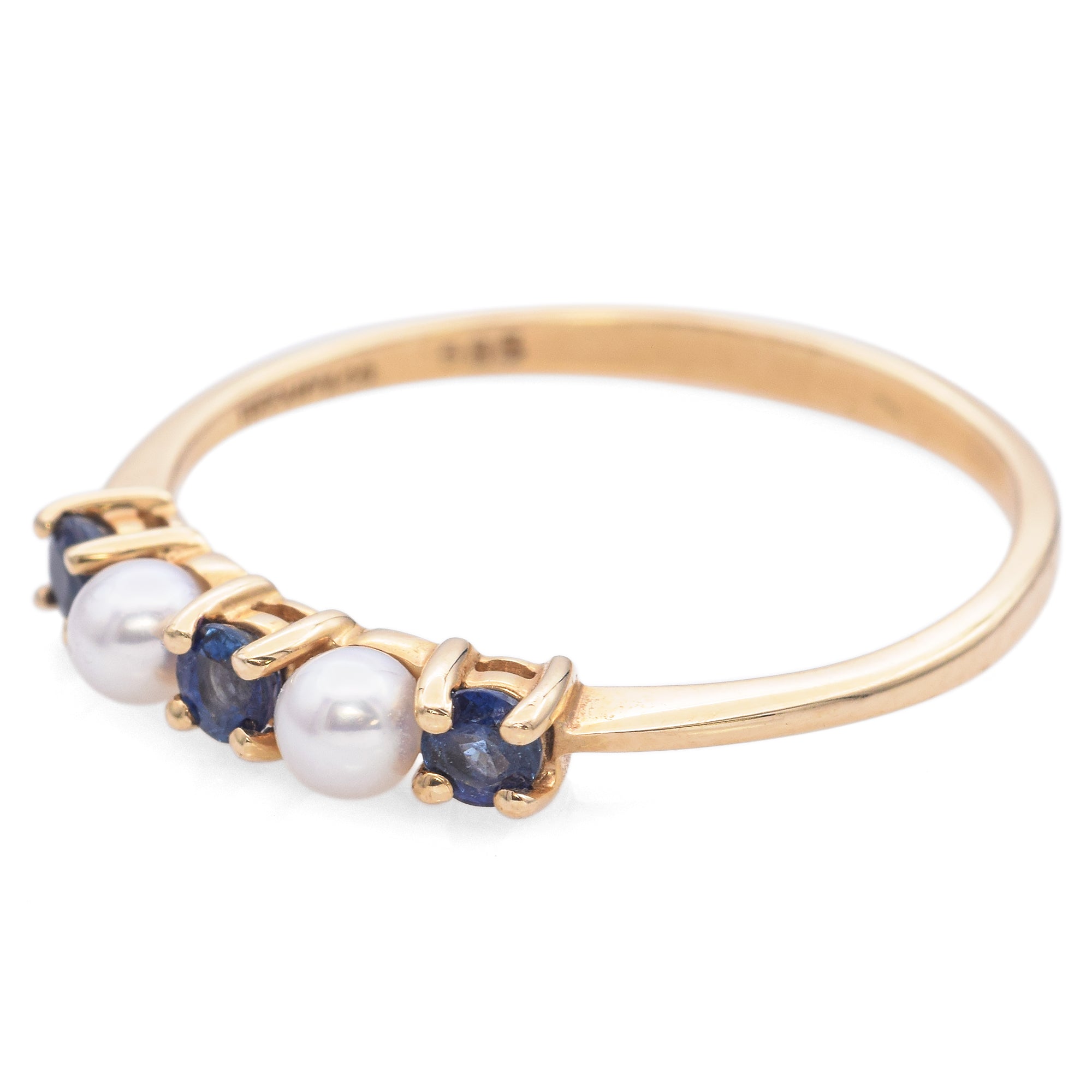 Tiffany & Co. 14K Yellow Gold 0.27 TCW Sapphire and Pearl Ring