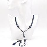 Vintage Sapphire Faceted Beaded Strand Tassel Cord Necklace