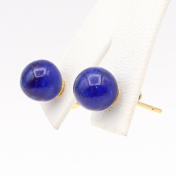 Vintage Krementz 18K Yellow Gold Lapis Lazuli Stud Earrings