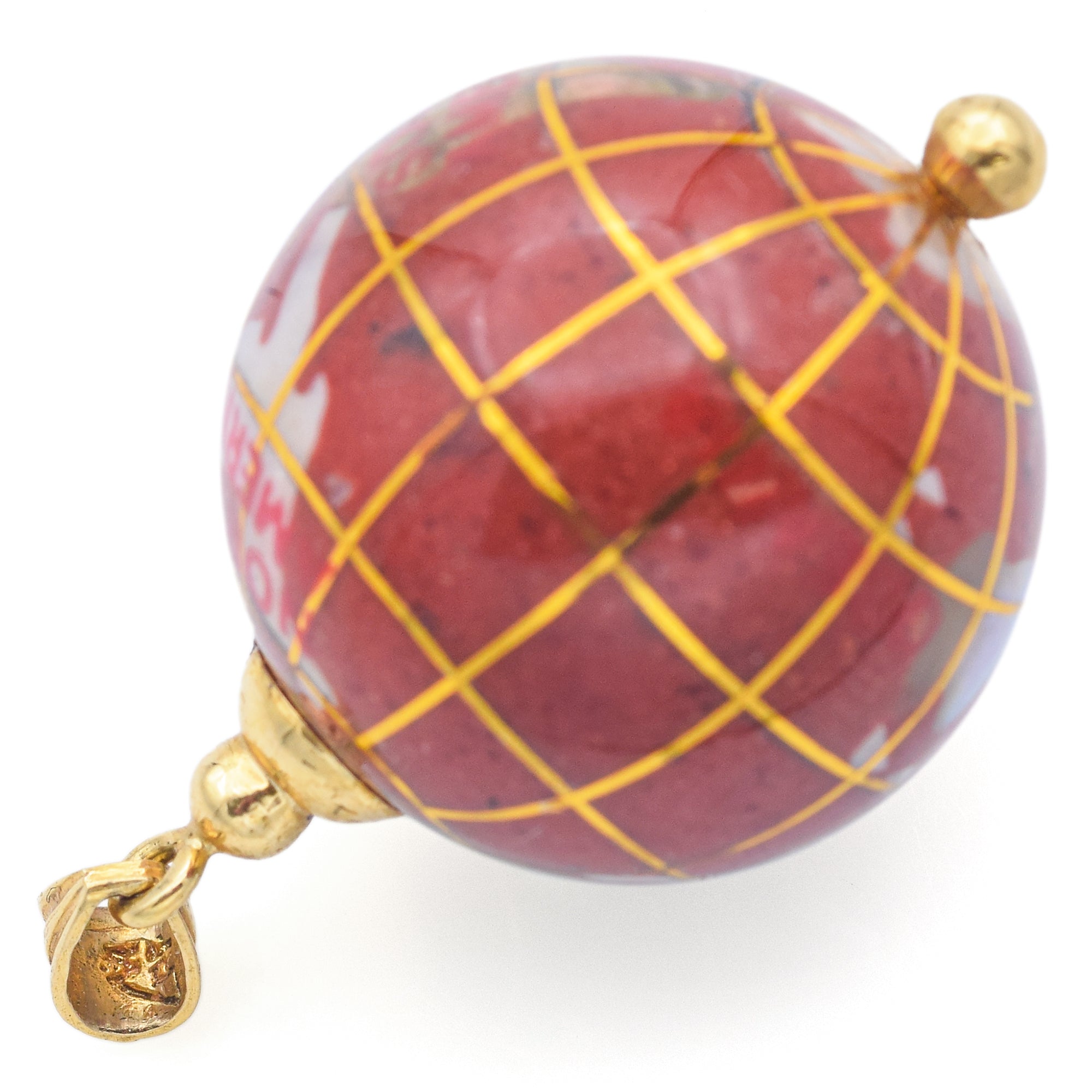 Vintage 14K Yellow Gold Multi-Stone Globe World Charm Pendant