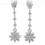 Estate 14K White Gold 0.36 TCW Diamond Floral Star Dangle Earrings