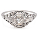 Antique Art Deco 18K White Gold Diamond Band Ring