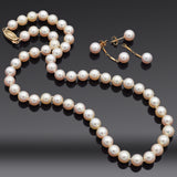 Akashi Pearl of Orient 14K Gold AAA Pearl Strand Necklace & Jacket Earrings