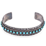 Vintage JP Ukestine Sterling Silver Turquoise Native American Cuff Bracelet