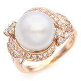 14K Yellow Gold Pearl and 0.80 TCW Diamond Cocktail Ring