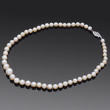 Vintage 10K White Gold 5.25-9.25mm Pearl Beaded Strand Necklace 14.5 in