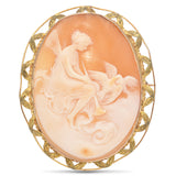 Antique Yellow Gold Cameo Psyche with Doves Brooch