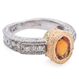 14K White and Yellow Gold 0.66 Ct. Citrine and Diamond Ring