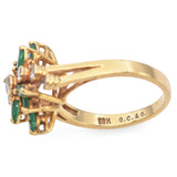 Vintage 18K Yellow Gold Emerald and Diamond Cocktail Ring