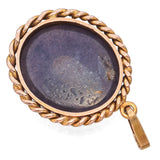 Vintage 10K Yellow Gold Black Opal Oval Cable Bezel Pendant