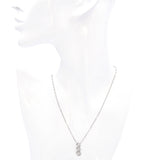 14K White Gold Triple 0.93 TCW Diamond Cluster Pendant Bar & Bead Chain Necklace