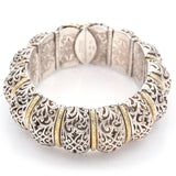 Konstantino Sterling Silver & 18K Yellow Gold Wide Hinged Bangle Bracelet