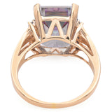 14K Yellow Gold 7.24 Ct. Mystic Topaz and Diamond Triple Split Shank Ring