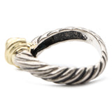 David Yurman Sterling Silver 14K Yellow Gold Cable Bypass Ring