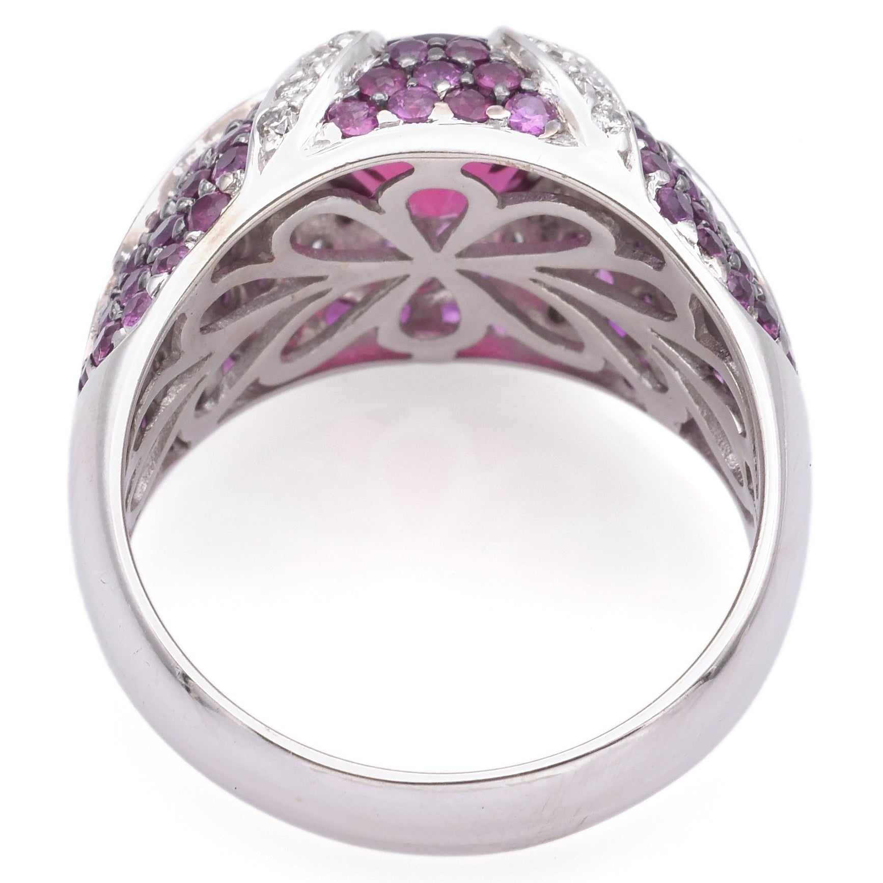 Sonia B. 18K White Gold Pink Tourmaline, Pink Sapphire & Diamond Dome Ring