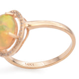 14K Yellow Gold 2.09 Ct. Opal and Diamond Halo Ring