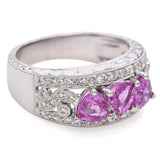 14K White Gold Trillion Cut Pink Sapphire and Diamond Ring