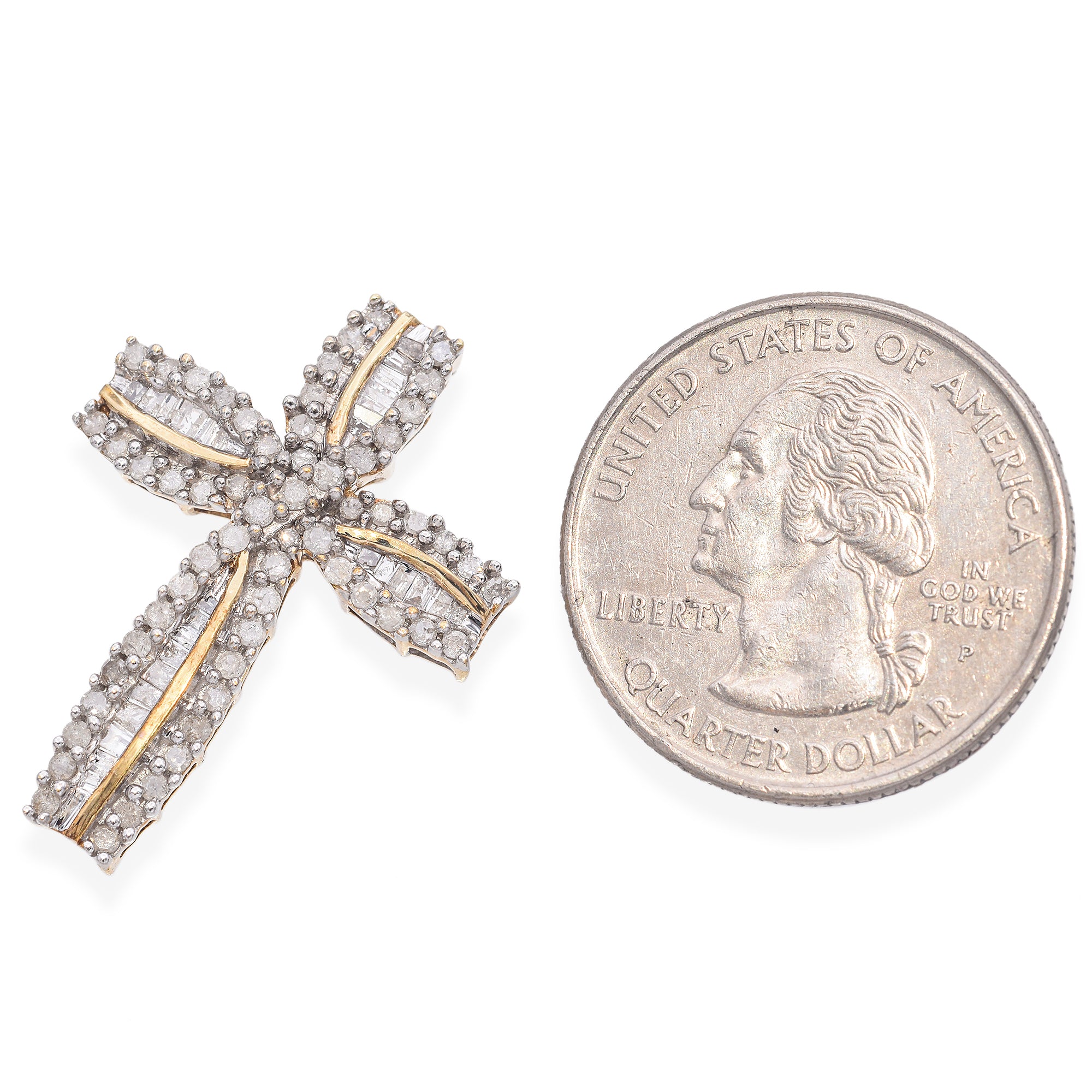 10K Yellow Gold 1.25 TCW Diamond Cross Pendant