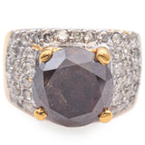 Estate 14K Yellow & White Gold 6.53 Ct. Brown Diamond, Pavé Diamond Band Ring