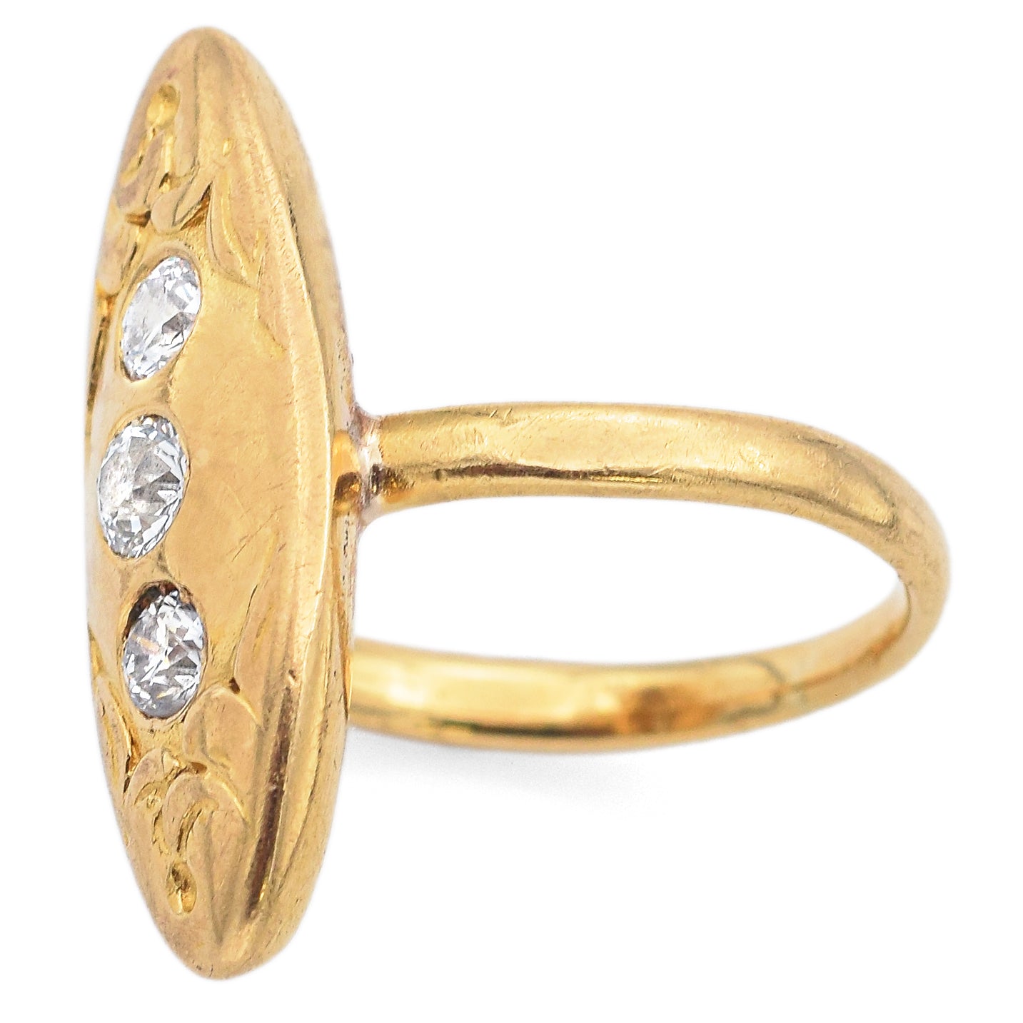 Antique Victorian 18K Yellow Gold 0.27 TCW Diamond Marquise Ring Size 3.75