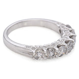 1.36 TCW Diamond Graduated Stone 14K White Gold Half Eternity Band Ring