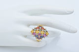 Estate 14K Yellow Gold 9.50 TCW Multi-Color Sapphire & 0.32 TCW Diamonds Ring