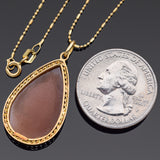 Di Simone Vittorio Vintage 18K Yellow Gold Cameo Shell Pear Pendant Necklace