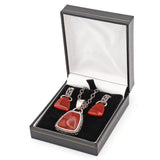 Vintage Barse Carnelian Sterling Silver Magnetic Bail Pendant Earrings Set