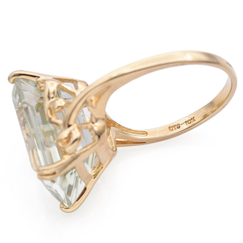 Vintage 10K Yellow Gold 9.84 Ct Aquamarine Cocktail Ring Size 8