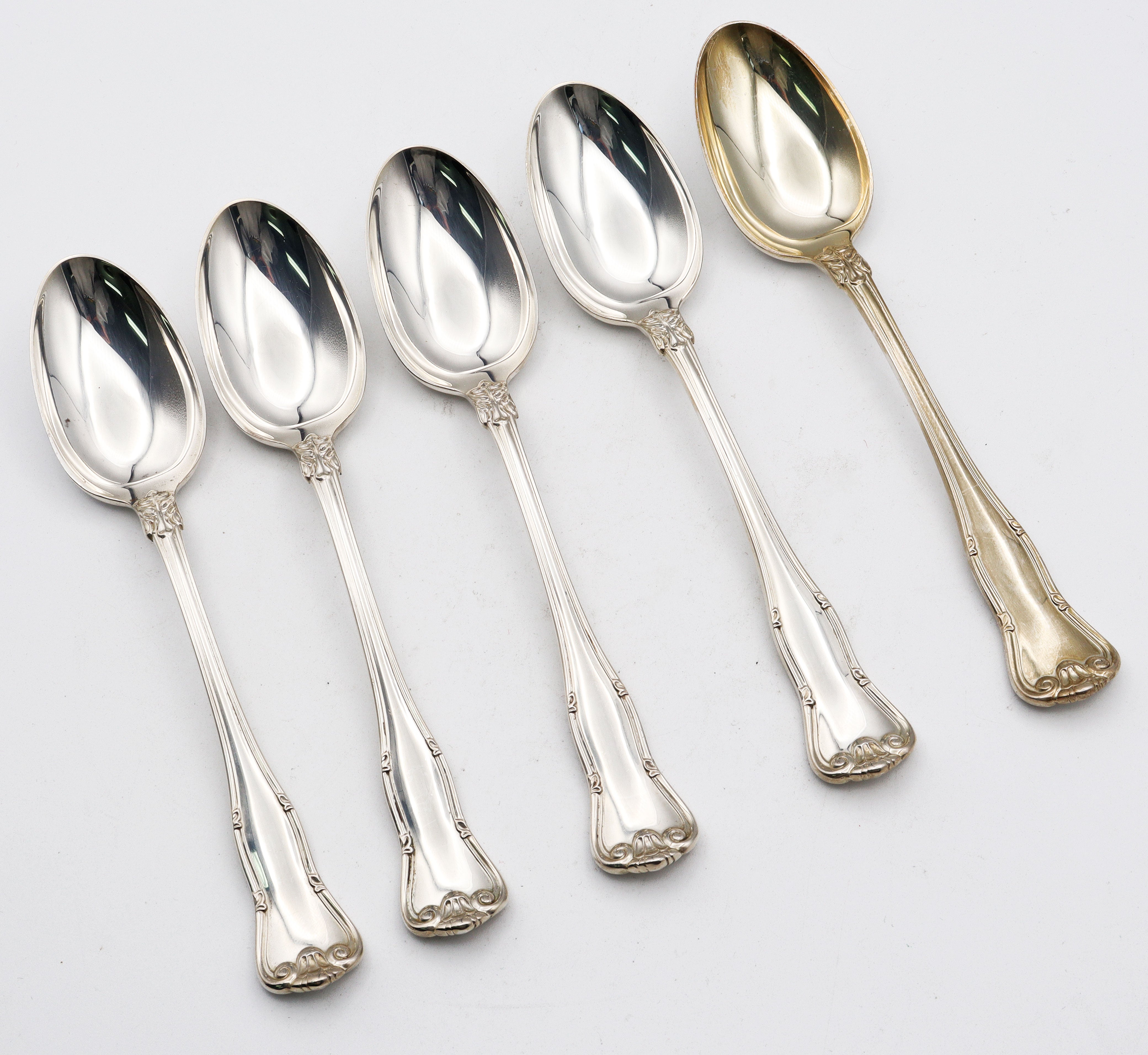 Lot of 5 Tiffany Provence Sterling Silver Soup Spoons 7 1/8" No Mono