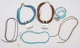 3 Milor Sterling Silver Turquoise Leather Multi-Cord Necklaces + 3 Extra Cords