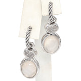 David Yurman Sterling Silver Pavé Set Diamond and Quartz Drop Earrings