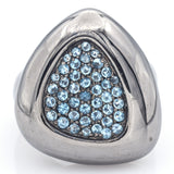 Roberto Coin Capri Plus Ruthenium Plated Sterling Silver Blue Topaz Ring Sz 6.25