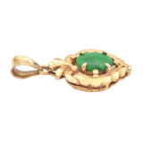 Vintage 18k Yellow Gold Oval Green Jade Pear Shape Pendant