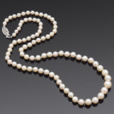 Vintage 14K White Gold 4.5-8.0 mm Pearl Beaded Strand Necklace 21 Inches