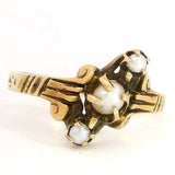 Antique 14K Yellow Gold Seed Pearl Victorian Ring, Size 4