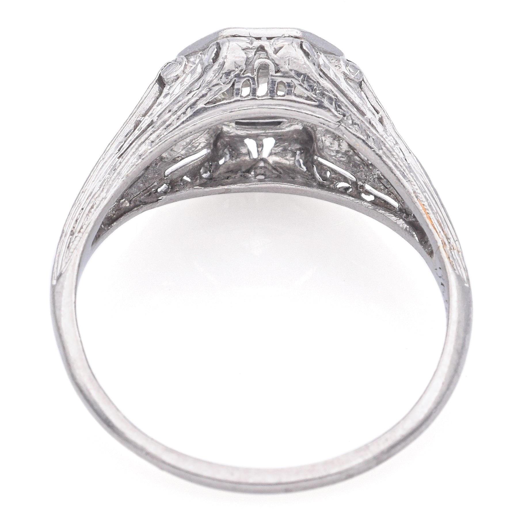 Antique Art Deco Platinum 0.85 TCW Diamond Ring Size 7.5