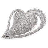 14K White Gold Pavé and Baguette 2.74 TCW Diamond Heart Pendant