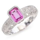 14K White Gold 0.88ct Pink Sapphire and Diamond Ring