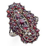 Antique 900 Silver Garnet Cocktail Ring Size 7.5