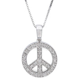 Estate 14K White Gold 0.32 TCW Diamond Peace Pendant Necklace