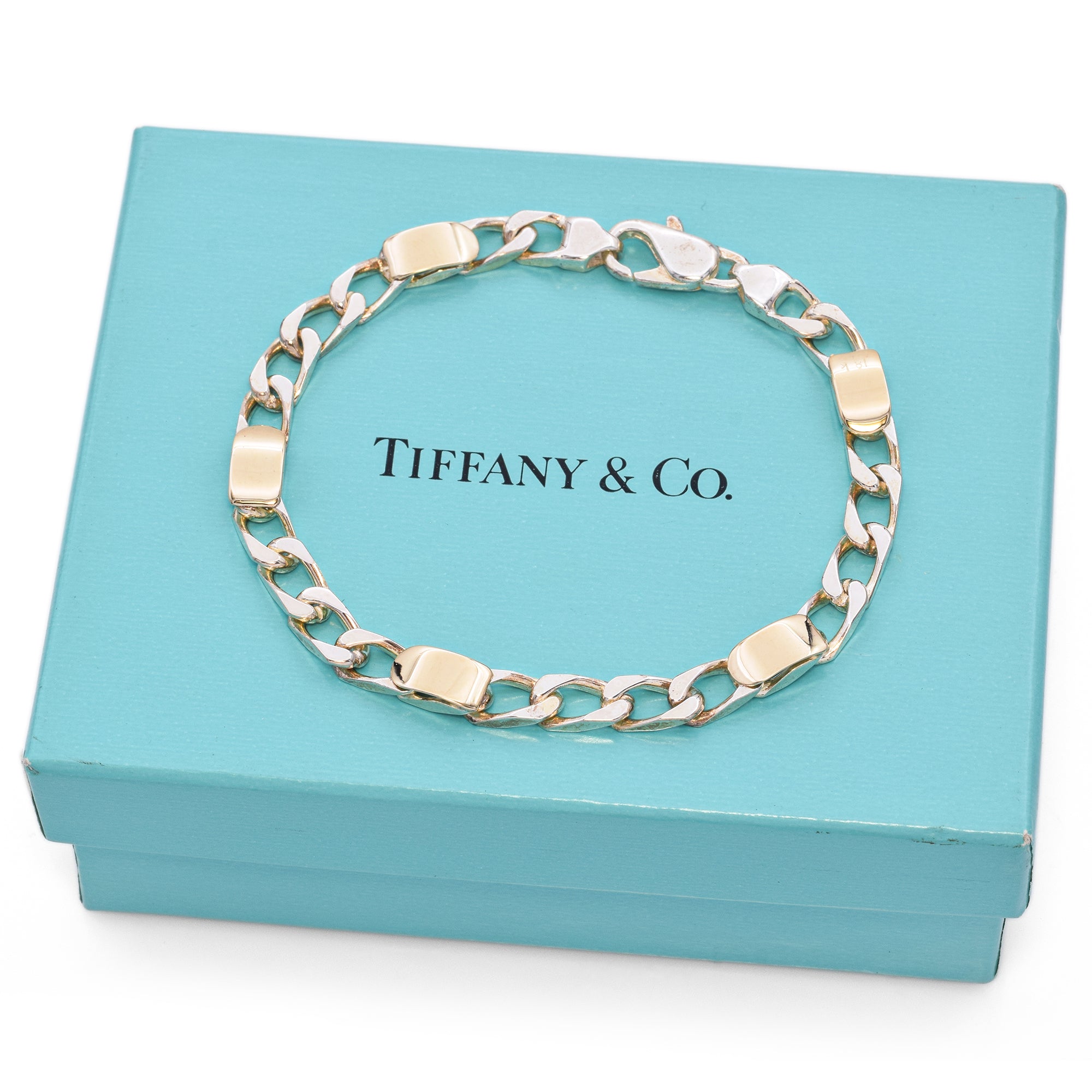 Tiffany & Co. Sterling Silver and 18K Yellow Gold Cuban Link Bracelet