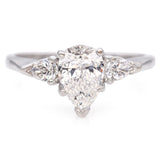 GIA Certified 0.92Ct Pear Cut VS1 Center Diamond Platinum Ring 1.24 TCW