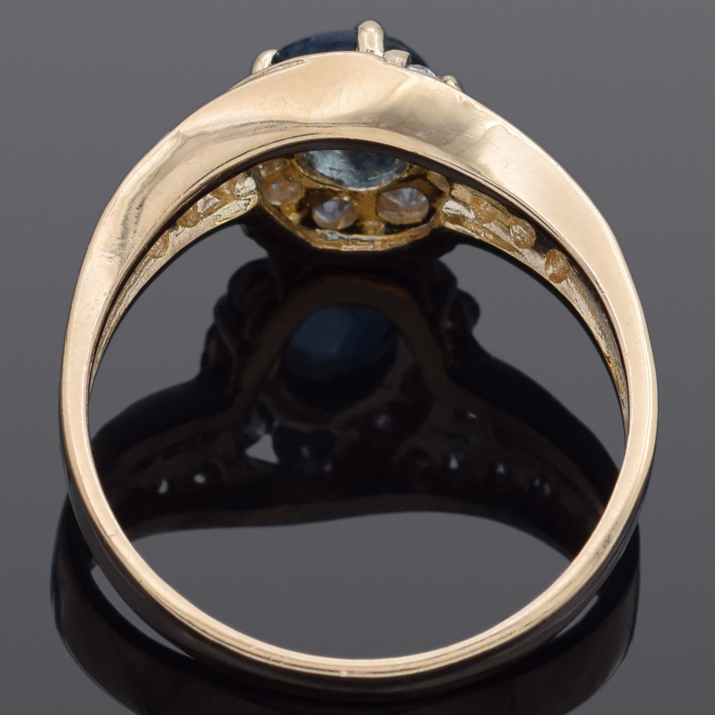 Estate Sapphire & 0.64 TCW Diamond 14K Yellow Gold Band Ring Size 6.25