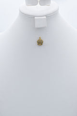 Vintage 18K Yellow Gold Sapphire Puffed Apple Pendant