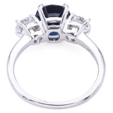 Vintage Platinum 2.71ct Sapphire & 0.96tcw Diamond Three-Stone Ring Size7.25